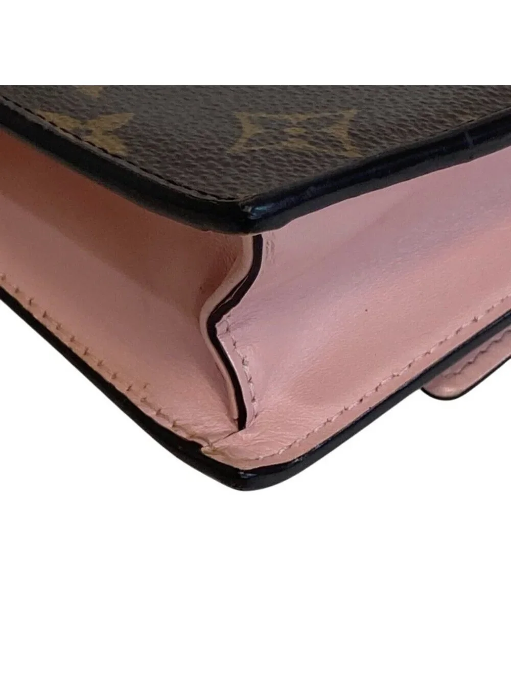 Louis Vuitton Monogram Portefeuille Flor Chain Shoulder Bag Leather Brown Pink